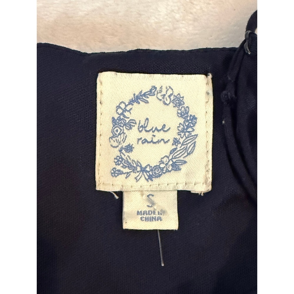 Blue Rain Navy Lace Slip Dress Small Spaghetti Strap Lined Mini Shift Boho - Picture 7 of 9